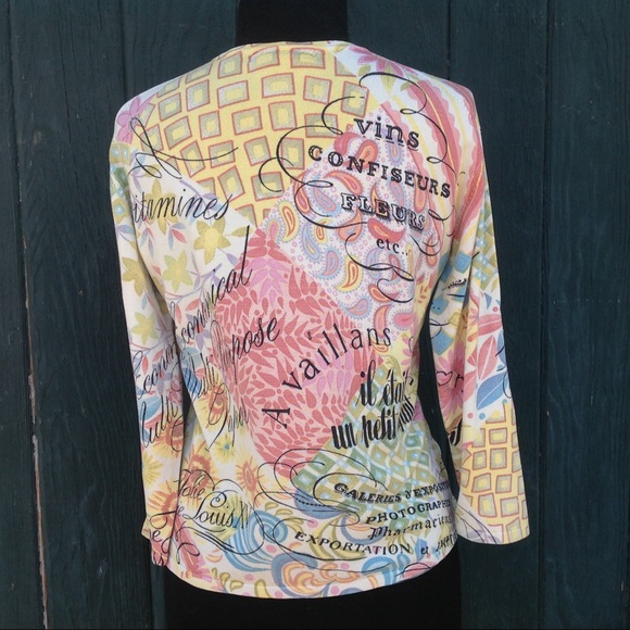 Silk blend v neck 3/4 sleeves knit pullover top - Picture 4 of 8